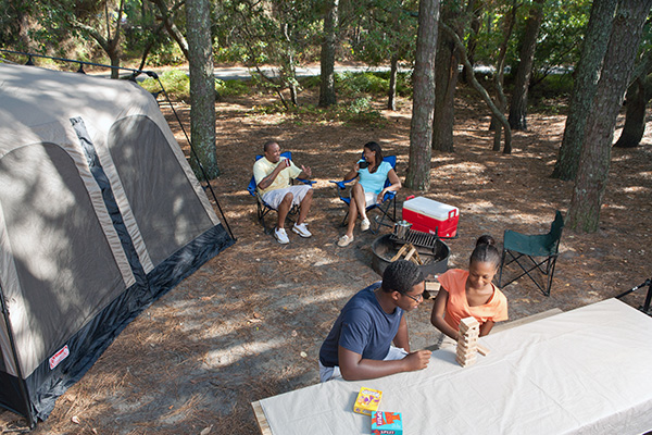 Family camping at First Landing State Park