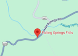 Google map thumbnail showing Falling Spring Falls's location