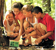 Kids geocaching.