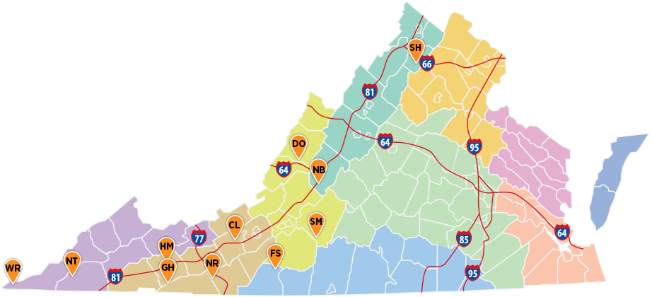 Map of mountain hiking parks