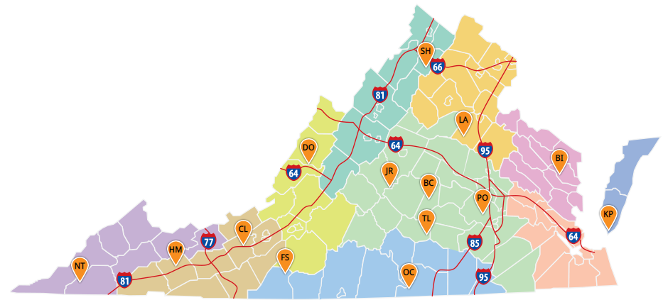 Map of parks with family lodges