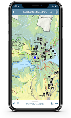 Sample Avenza Map on a phone phone with trail map