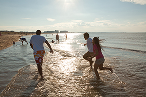 Family near beach