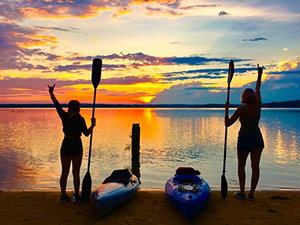 Family in canoe